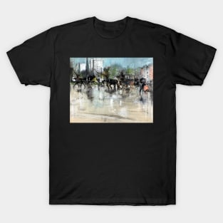 High Resolution Everett Shinn A Rainy Day in Madison Square 1894 T-Shirt